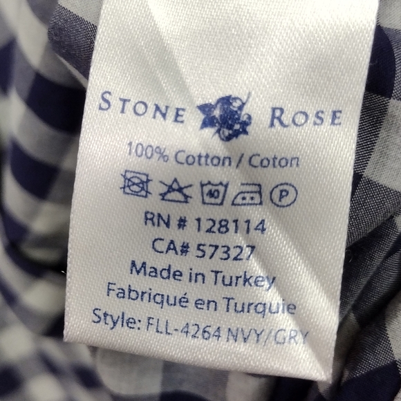 Stone Rose Plaid Button Shirt Mens M Blue White Casual Fabric From Italy - Picture 8 of 8